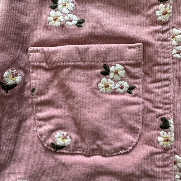 Cupcakes and Cashmere Pink Corduroy Flower Embroidered Dress. 3T. - Picture 5 of 5